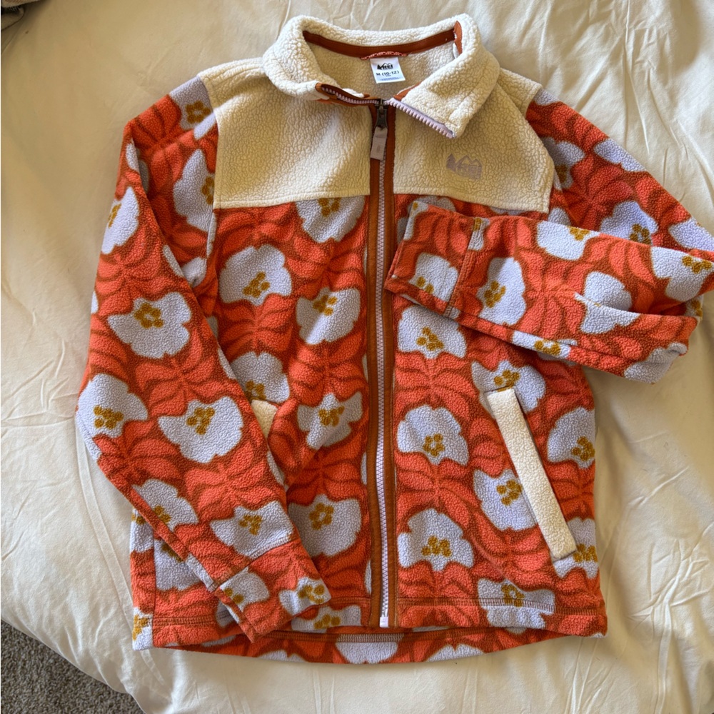Floral Kids Jacket - Cream and Orange